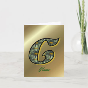 Monogram Initial C Daisies Art Personalised Note Card