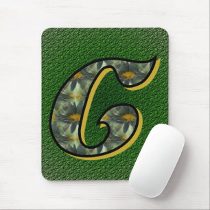 Monogram Initial C Daisies Floral Art Mouse Pad
