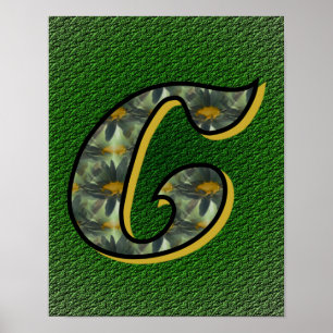 Monogram Initial C Daisies Flower Art Poster
