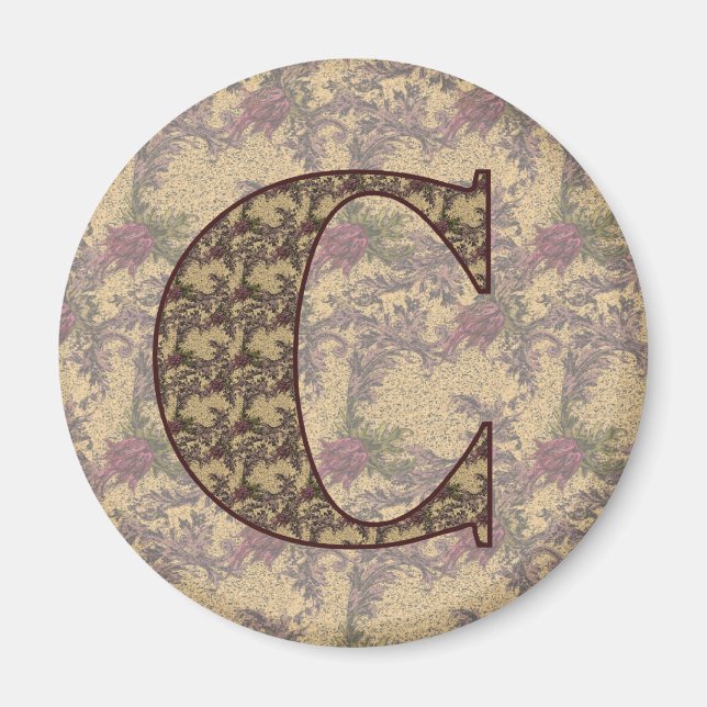 Monogram Initial C Elegant Floral Magnet (Front)