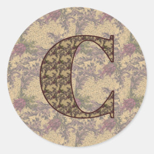 Monogram Initial C Elegant Floral Sticker