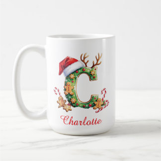 Monogram initial c ginger men merry Christmas Coffee Mug