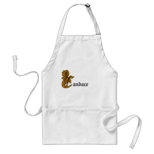 Monogram Initial C Gold Peony Personalised Standard Apron