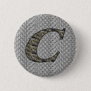 Monogram Initial C Hydrangea Flowers 6 Cm Round Badge