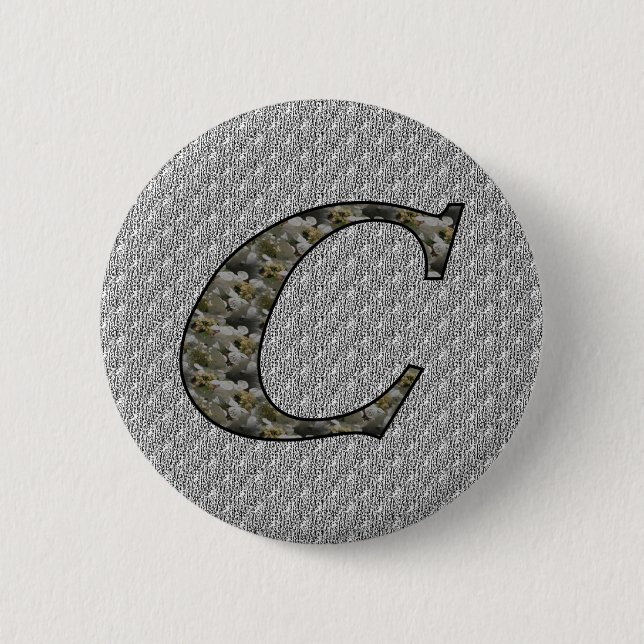 Monogram Initial C Hydrangea Flowers 6 Cm Round Badge (Front)