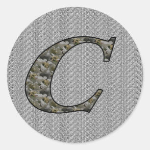 Monogram Initial C Hydrangea Flowers Classic Round Sticker