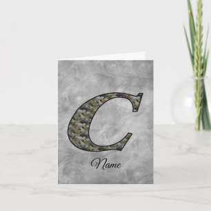 Monogram Initial C Hydrangea Flowers Personalised Note Card