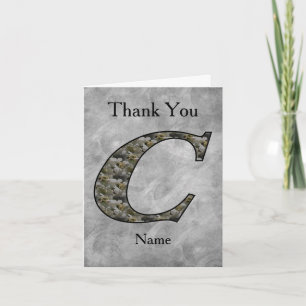 Monogram Initial C Hydrangea Flowers Personalised Thank You Card