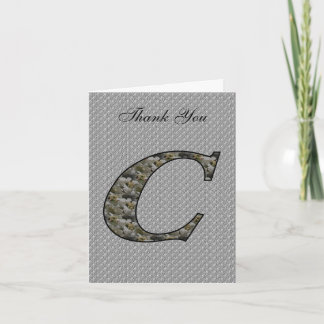 Monogram Initial C Hydrangea Thank You Card