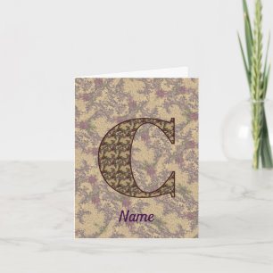Monogram Initial C Vintage Floral Personalised Note Card