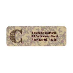 Monogram Initial C Vintage Floral Return Address Label