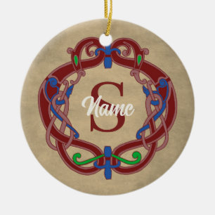 Monogram Initial Celtic Design Personalised Ceramic Ornament
