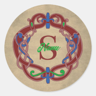 Monogram Initial Celtic Design Personalised Classic Round Sticker