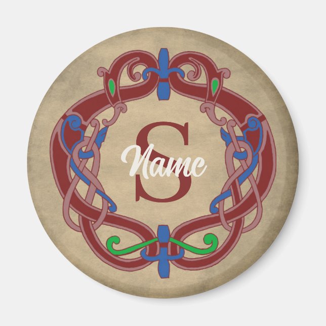 Monogram Initial Celtic Design Personalised Magnet (Front)