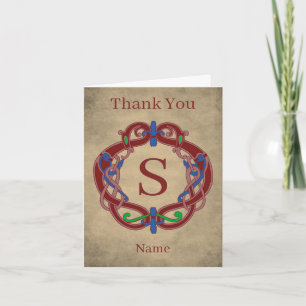 Monogram Initial Celtic Design Personalised Thank You Card
