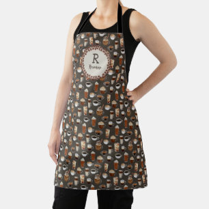 Monogram Initial Coffee Lover Mum Gift Apron