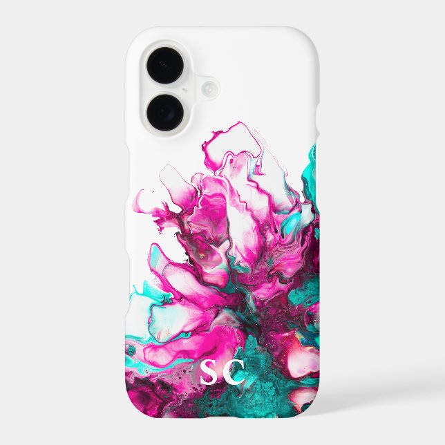 Monogram Initial Colourful Pink Marble Art Modern (Back)