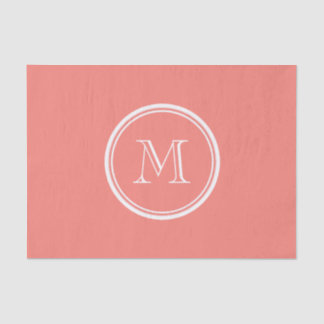 Monogram Initial Coral Pink High End Coloured Tissue Paper