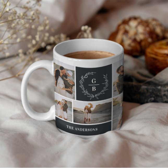 Monogram initial couple wreath modern elegant coffee mug (Creator Uploaded)