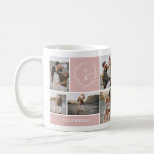 Monogram initial couple wreath modern elegant coffee mug