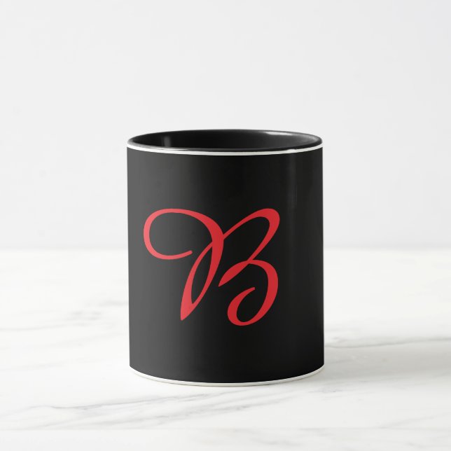 Monogram Initial Cursive B Black  Mug (Center)