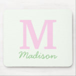 Monogram Initial Custom Name Pink Green Mouse Pad<br><div class="desc">This is a Monogram Initial Custom Name Pink Green Mouse Pad!</div>