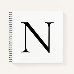Monogram Initial Customised  White Black Notebook