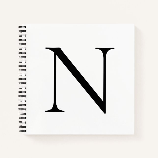 Monogram Initial Customised  White Black Notebook (Front)