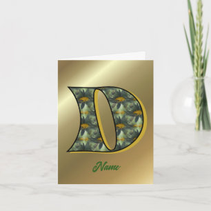 Monogram Initial D Daisies Art Personalised Note Card