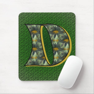 Monogram Initial D Daisies Floral Art Mouse Pad