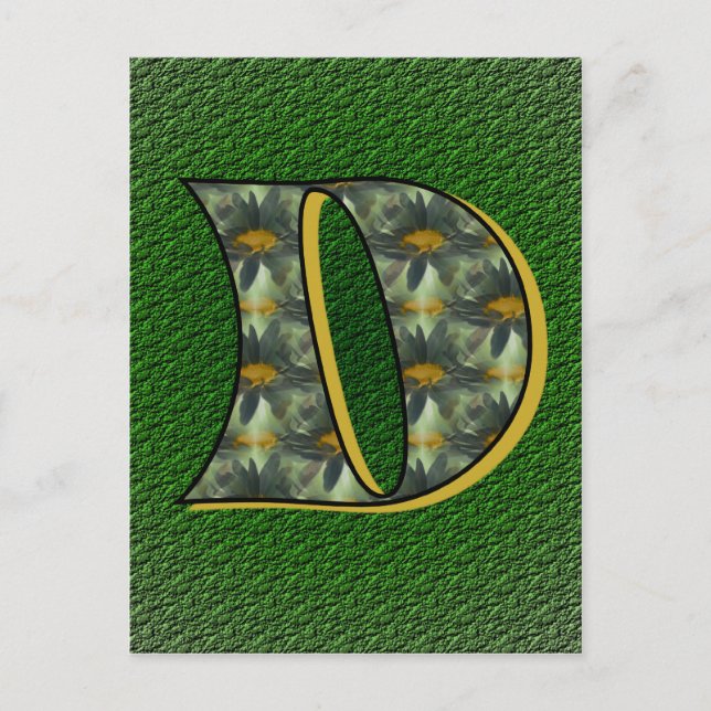 Monogram Initial D Daisies Flower Art Postcard (Front)