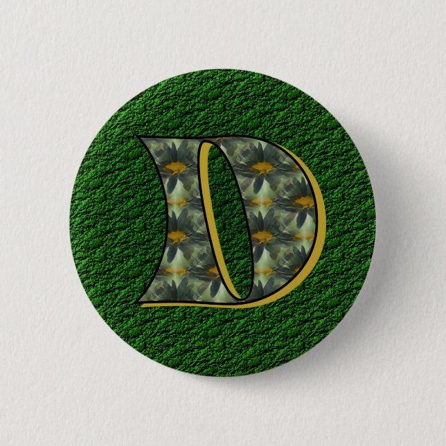 Monogram Initial D Daisy Flower Art 6 Cm Round Badge (Front)