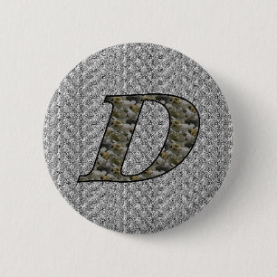 Monogram Initial D Hydrangea Flowers 6 Cm Round Badge