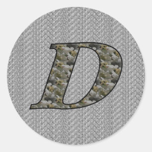 Monogram Initial D Hydrangea Flowers Classic Round Sticker