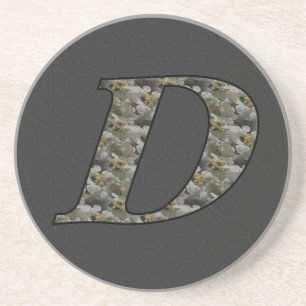 Monogram Initial D Hydrangea Flowers Coaster