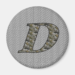 Monogram Initial D Hydrangea Flowers Magnet