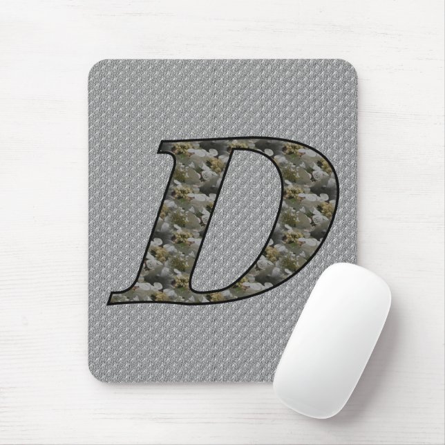 Monogram Initial D Hydrangea Flowers Mouse Pad (With Mouse)