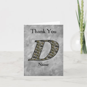 Monogram Initial D Hydrangea Flowers Personalised Thank You Card