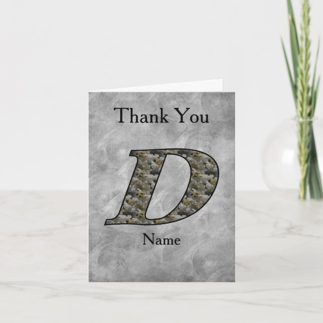 Monogram Initial D Hydrangea Flowers Personalised Thank You Card (Front)