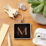 Monogram Initial Dark Floral Rose Golden Orange Key Ring<br><div class="desc">Elevate your daily gear with this stylish keychain featuring a pretty allover modern rose pattern in golden orange and salmon gradients. On the front you can personalize with an initial monogram letter and change the color if you'd like. The timeless design makes this an endlessly versatile monogram accessory that is...</div>