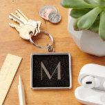 Monogram Initial Dark Floral Rose Timeless Neutral Key Ring<br><div class="desc">Elevate your daily gear with this stylish keychain featuring a pretty allover modern rose pattern in neutral color gradients. On the front you can personalize with an initial monogram letter and change the color if you'd like. The timeless design makes this an endlessly versatile monogram accessory that is perfect for...</div>