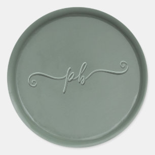 Monogram Initial Dark Sage Wax Seal Sticker