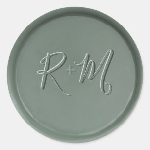 Monogram Initial Dark Sage Wax Seal Sticker