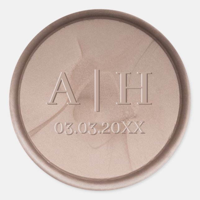 Monogram Initial & Date Hazel Wax Seal Sticker (Front)