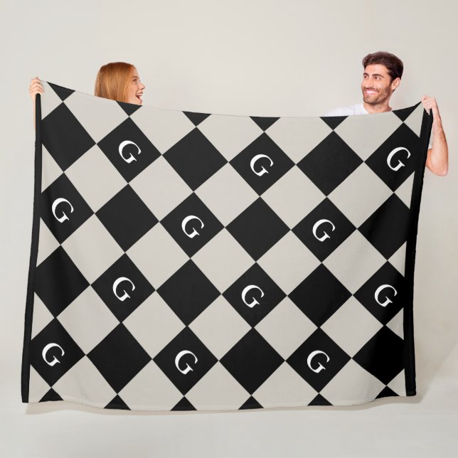 Monogram Initial Diamond - Luxury Look Blanket (In Situ)