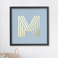 Monogram initial dusty blue any colour background