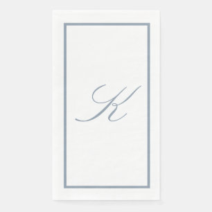 Monogram Initial Dusty Blue Wedding Bridal Shower Napkin