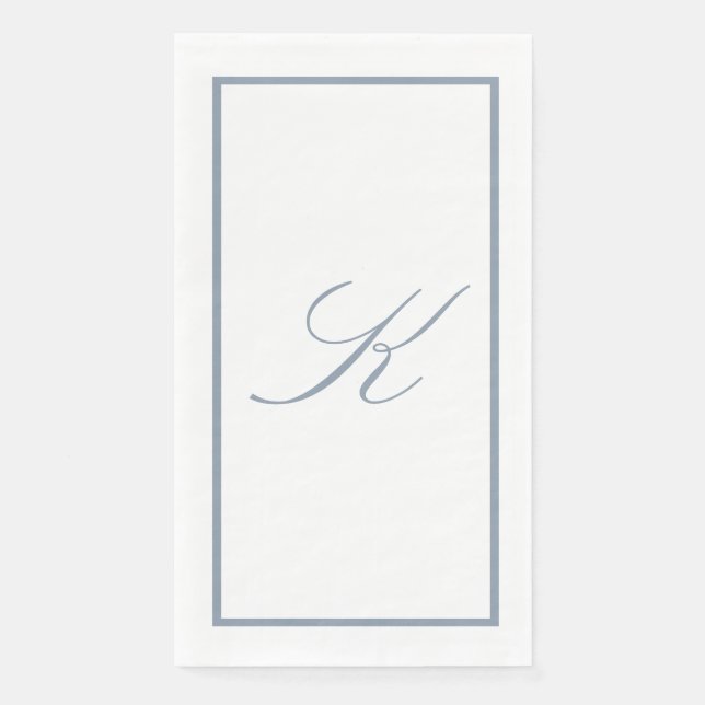 Monogram Initial Dusty Blue Wedding Bridal Shower Napkin (Front)
