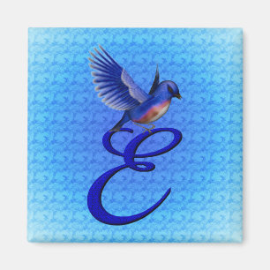 Monogram Initial E Bluebird Magnet