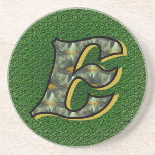 Monogram Initial E Daisies Art Coaster